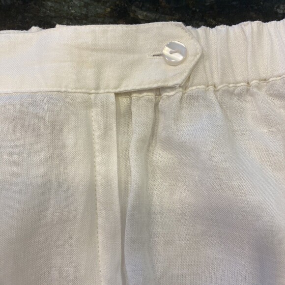 New 100% Linen Wide Leg Capri Crop Pearl Embellished Floral Elastic Large Jordan - Picture 5 of 9